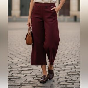 Halogen sailor wide leg pants in burgundy 6
